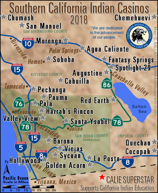 SOUTHERN CALIFORNIA CASINO LOCATOR San Diego County Riverside County   SOCAL Casinos Maps 