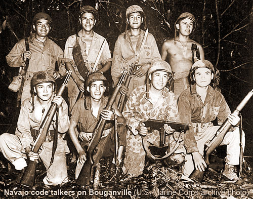 YOUNG NATIVE AMERICAN MARINES WW2