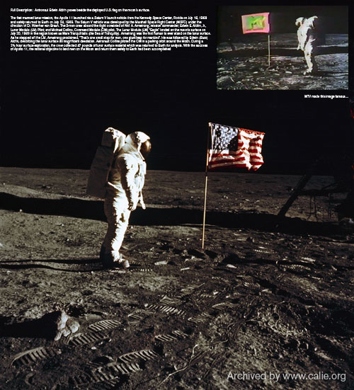 Neil Armstrong On Moon With Flag