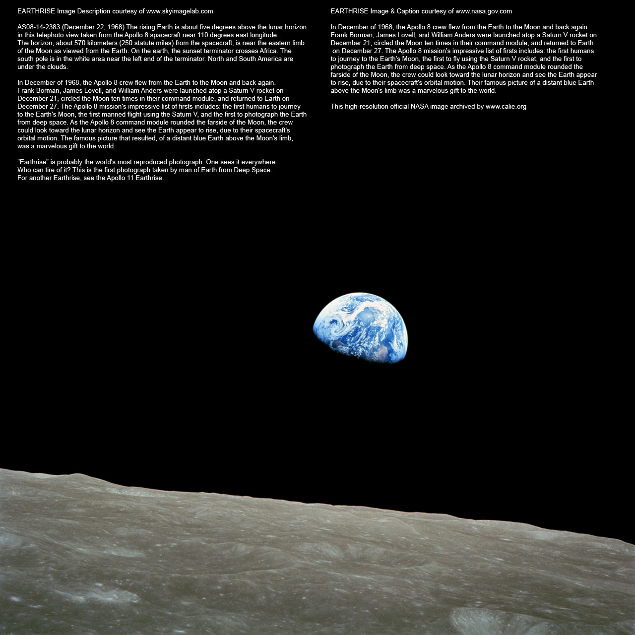 FAMOUS EARTHRISE HIGH RESOLUTION NASA Pictures Loading...